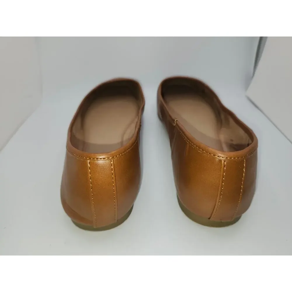 Women's Cognac Brown Everly Ballet Flats Sz 11W Universal Thread NWB